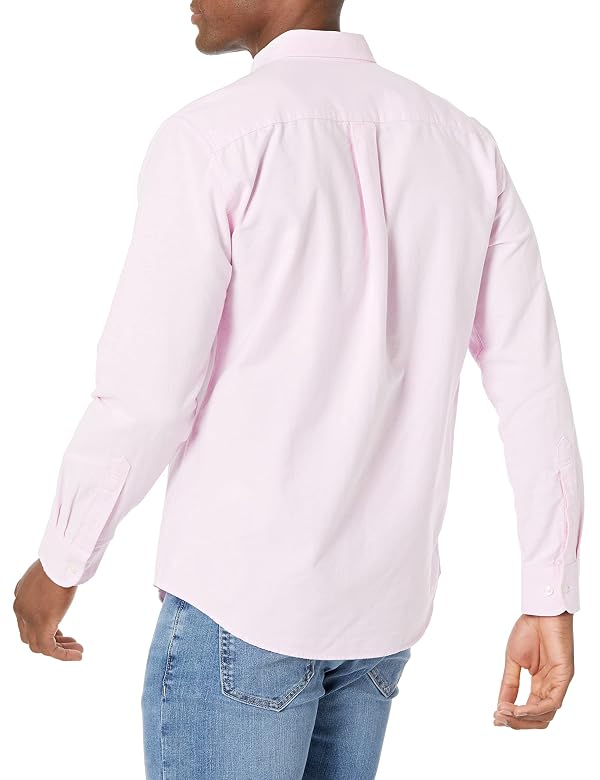Amazon Essentials Men's Long-Sleeve Regular-Fit Stretch Oxford Shirt (Available in Big & Tall), Pale Pink, Medium by Amazon Essentials - Used condition - Image 2