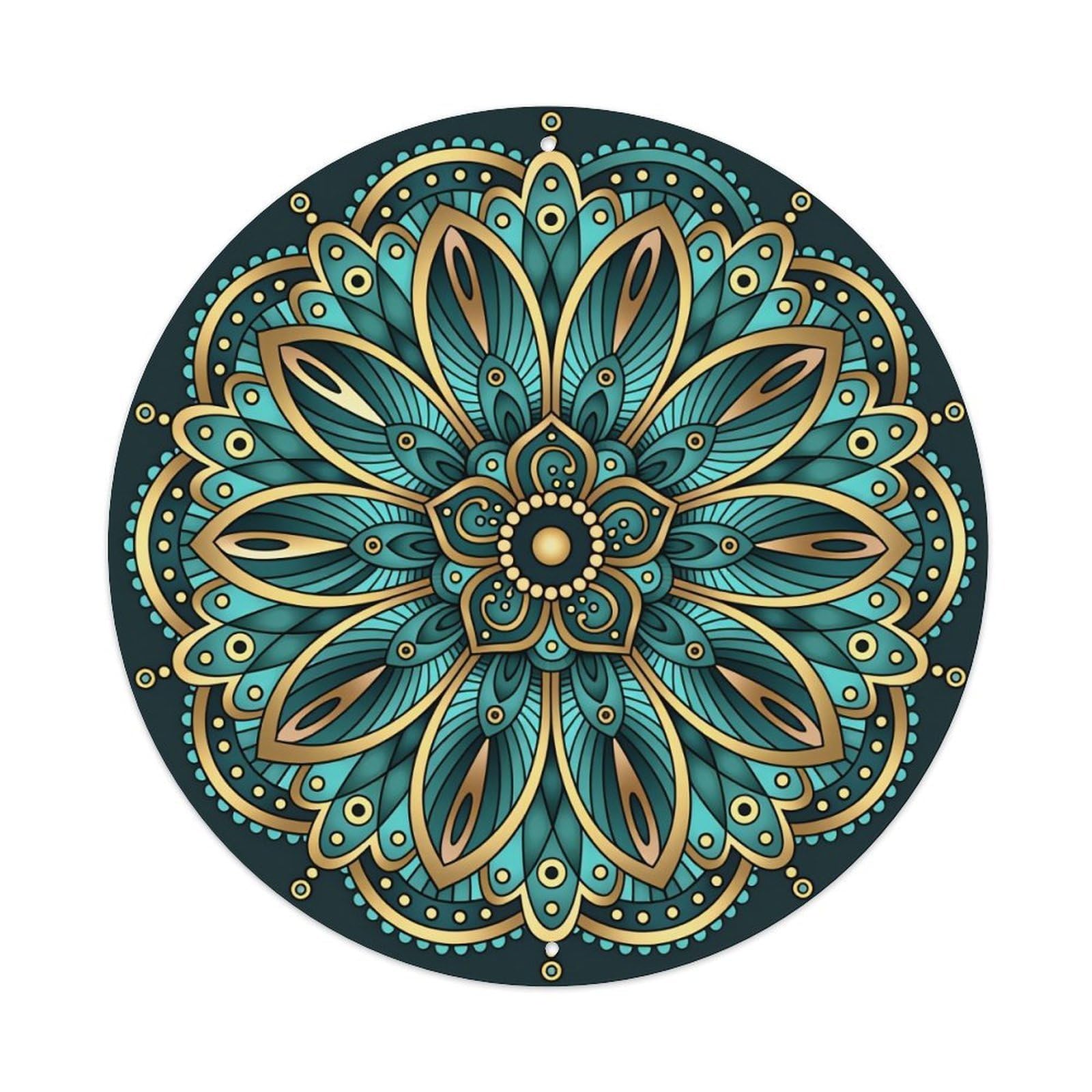 Mandala Floral Symmetrical Design Pattern Round Tin Sign Vintage Metal Poster, Home Bar Garage Man Cave Cafe Indoor & Outdoor Wall Decoration 8x8Inches