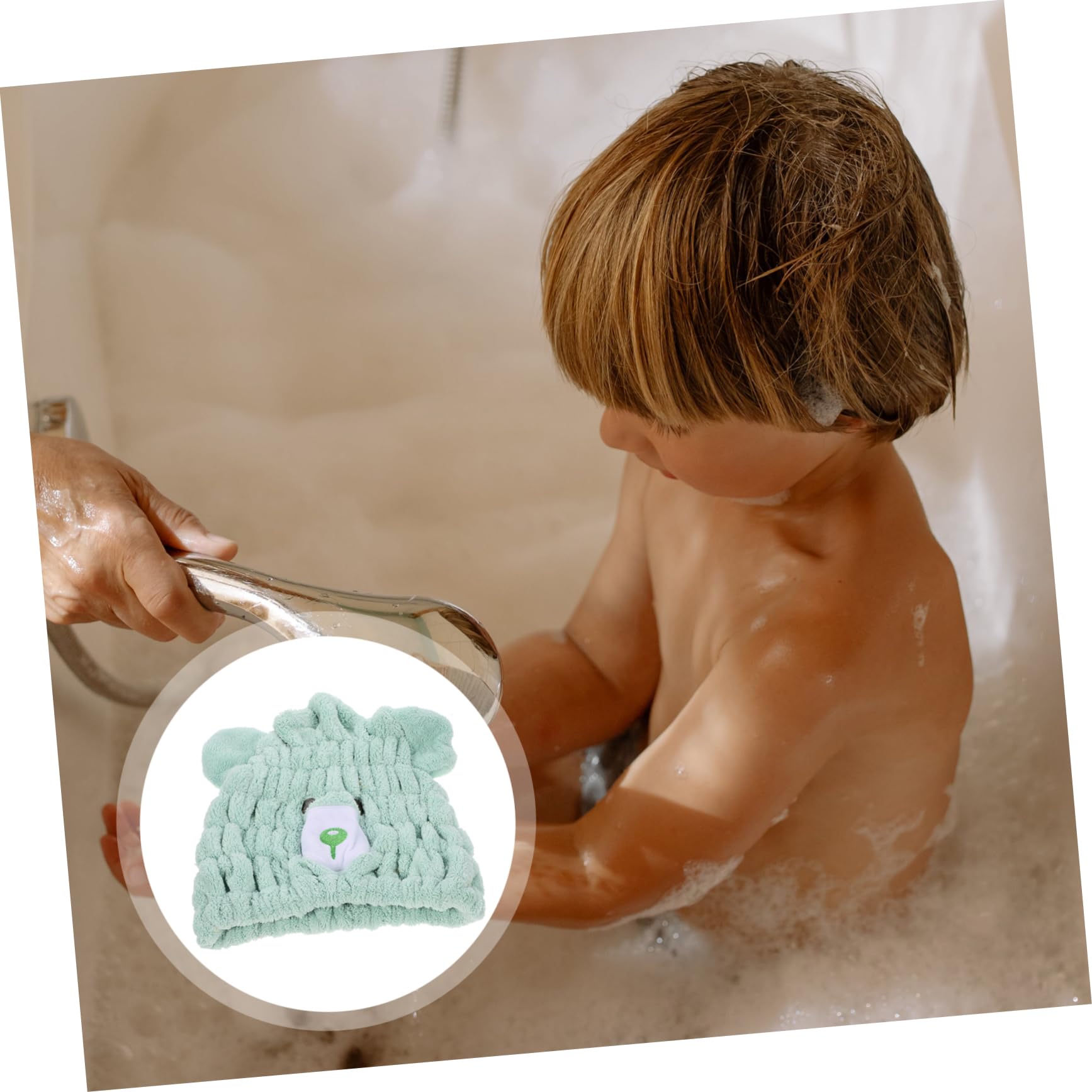 HAPINARY Cute Bear Boys and Girls Hair Drying Cap Soft Fleece Towel Wrap for Quick Dry