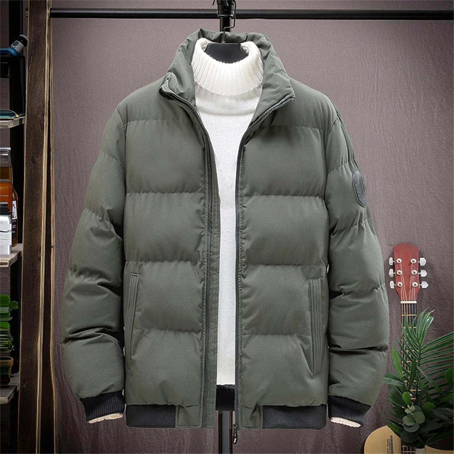 Men's Warm Parkas Puffer Jackets Lightweight Packable Loose long-sleeved top