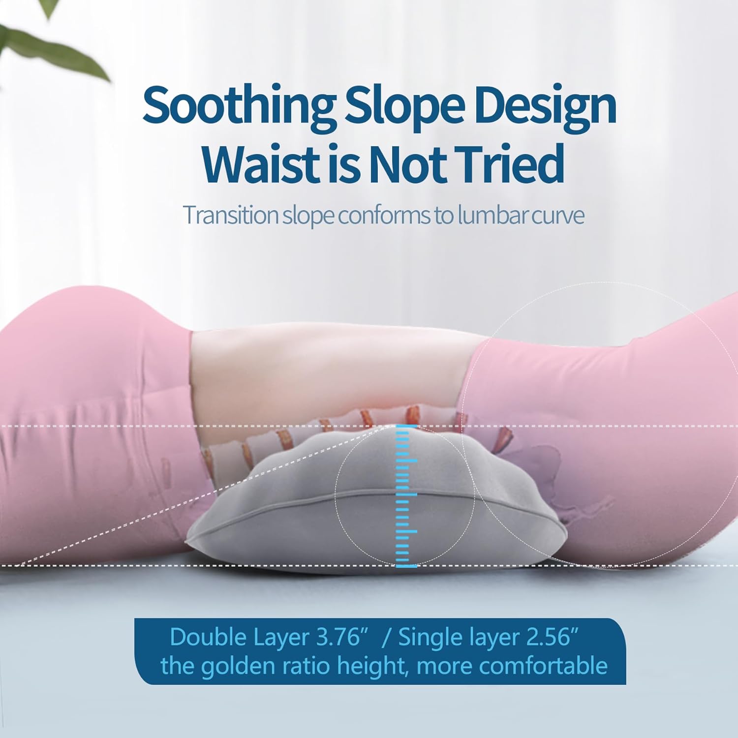 RESTCLOUD Adjustable Lumbar Support Pillow for Sleeping Memory Foam Back Support Pillow for Lower Back Pain Relief and Sleeping, Lumbar Support Pillow for Bed and Chair with 2 Insert Pads - Image 5