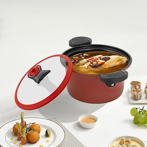 Miniatura 8 de Olla de cocción lenta a presión de 1.8L para conservar, olla de presión al vacío, utensilios de cocina antiadherentes para microondas, olla