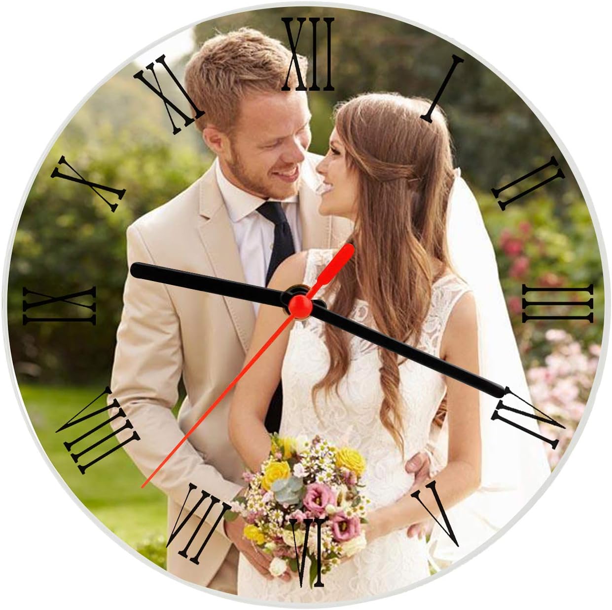 Battery Powered Round Clock Glass Custom Picture Frames