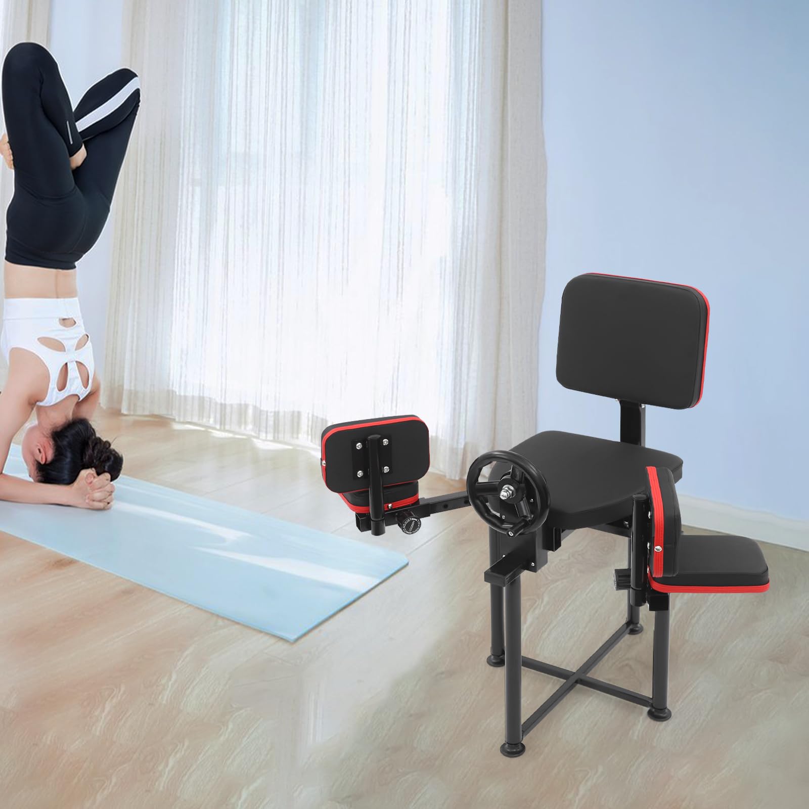 Ejercitador de piernas – Máquina elástica de piernas para estiramiento eficaz en el gimnasio y en casa, almohadilla de piel, construcción de acero resistente, ajustable individualmente para adultos y