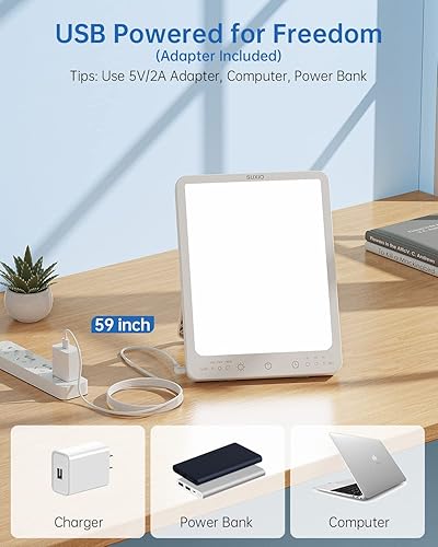 Miniatura 5 de Lámpara de Terapia de Luz SUXIO - Lámpara de Luces de Terapia de 10000 Lux, Lámpara de Luz Solar con 3 Temporizadores y Modos, Lámpara de Luz Diurna