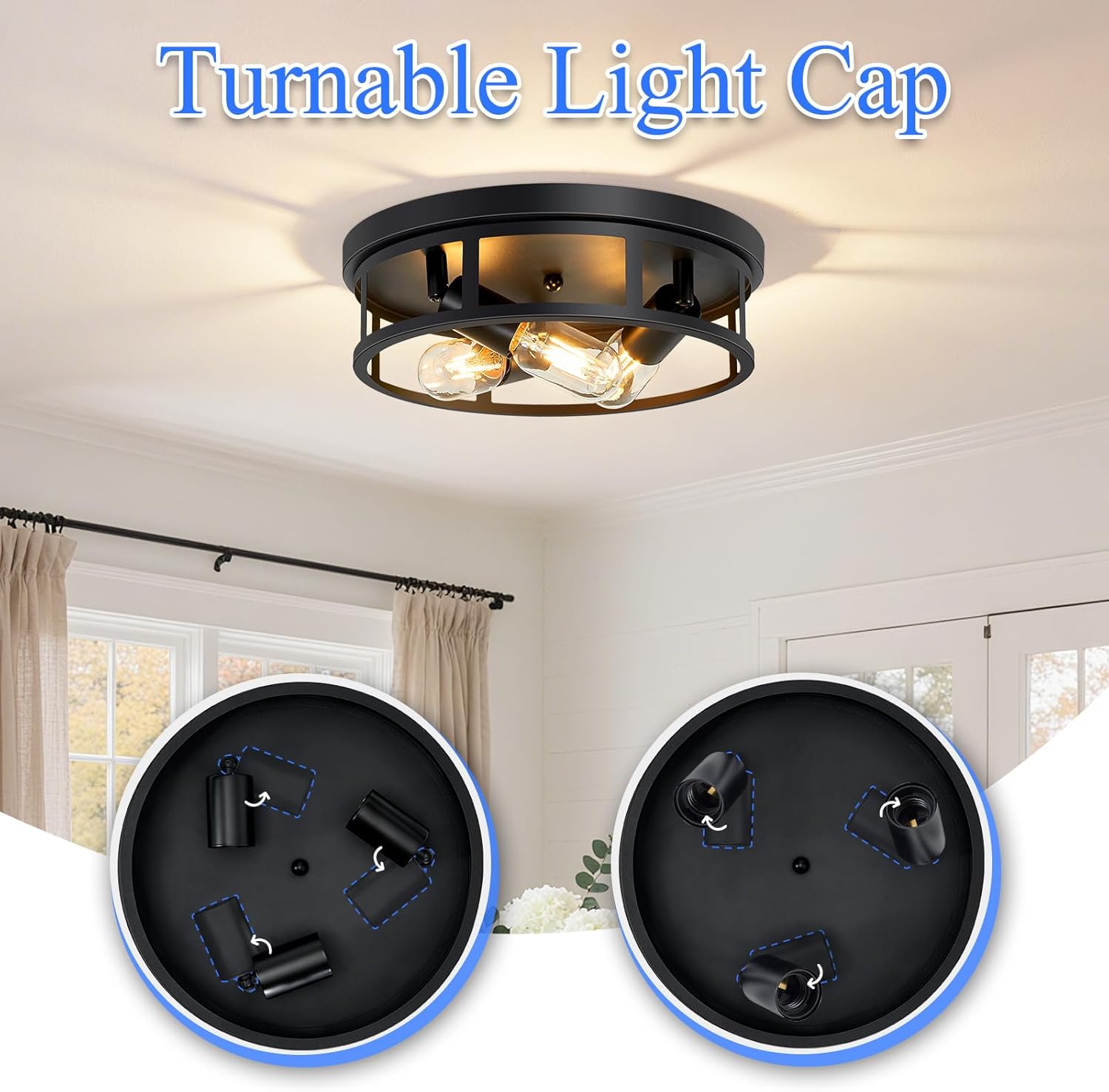 SKEJAO Ceiling Light Fixture,Black Flush Mount Ceiling Light,13 Inch Hallway Light fixtures Ceiling,Light Fixtures Ceiling Mount for Farmhouse,Kitchen (2, 13 inch)
