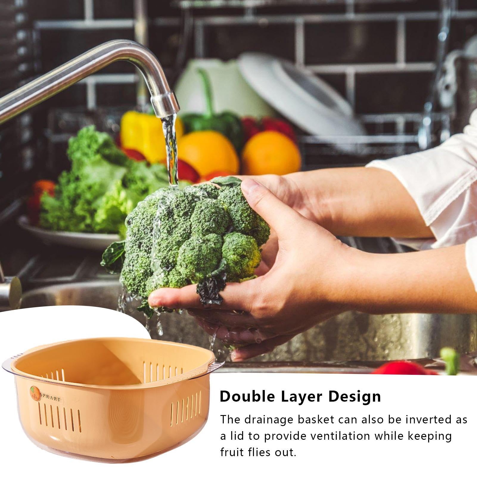 Set Scolapasta 2 In 1 Con Ciotola - Ideale Per Lavare E Scolare Frutta E Verdura (Grande) - Foto 3