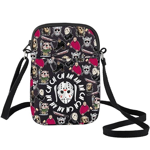 BWWKTOP Horror Mask Crossbody Bag Mask Slasher Fans Gift Killer Adjustable Strap Bag Machete Killer Merch - Jason-xk B