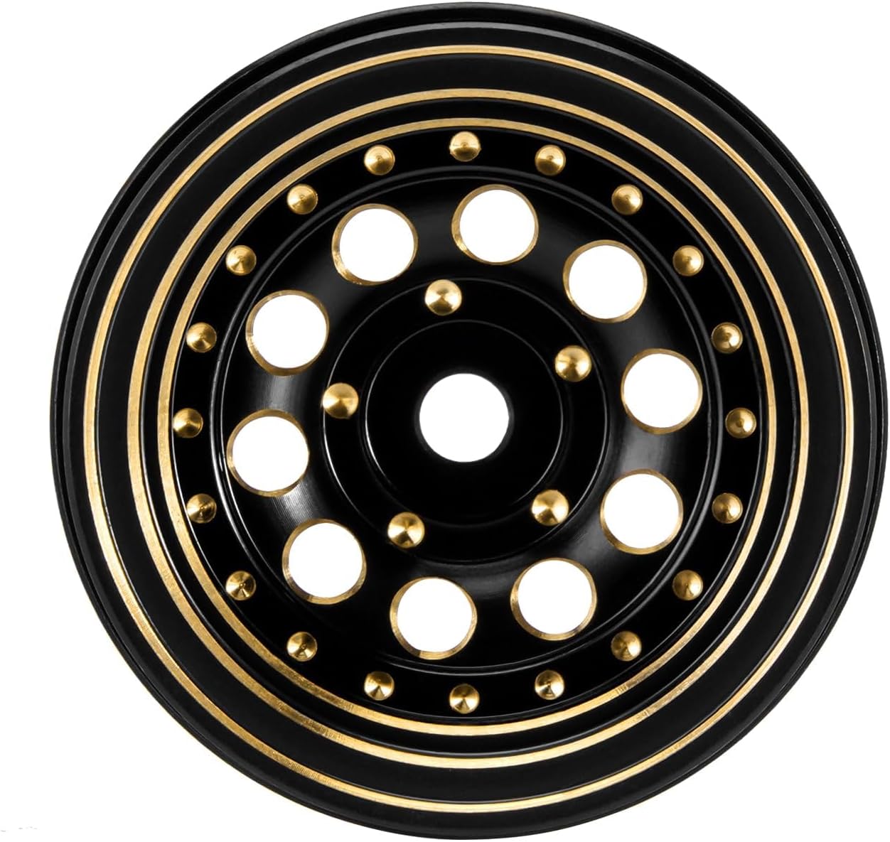INJORA 1.0 Beadlock Wheel Rims Black Coating Brass Rims for 1/24 1/18 RC Crawler Car Axial SCX24 AX24 TRX4M FCX24, 39g(Black)