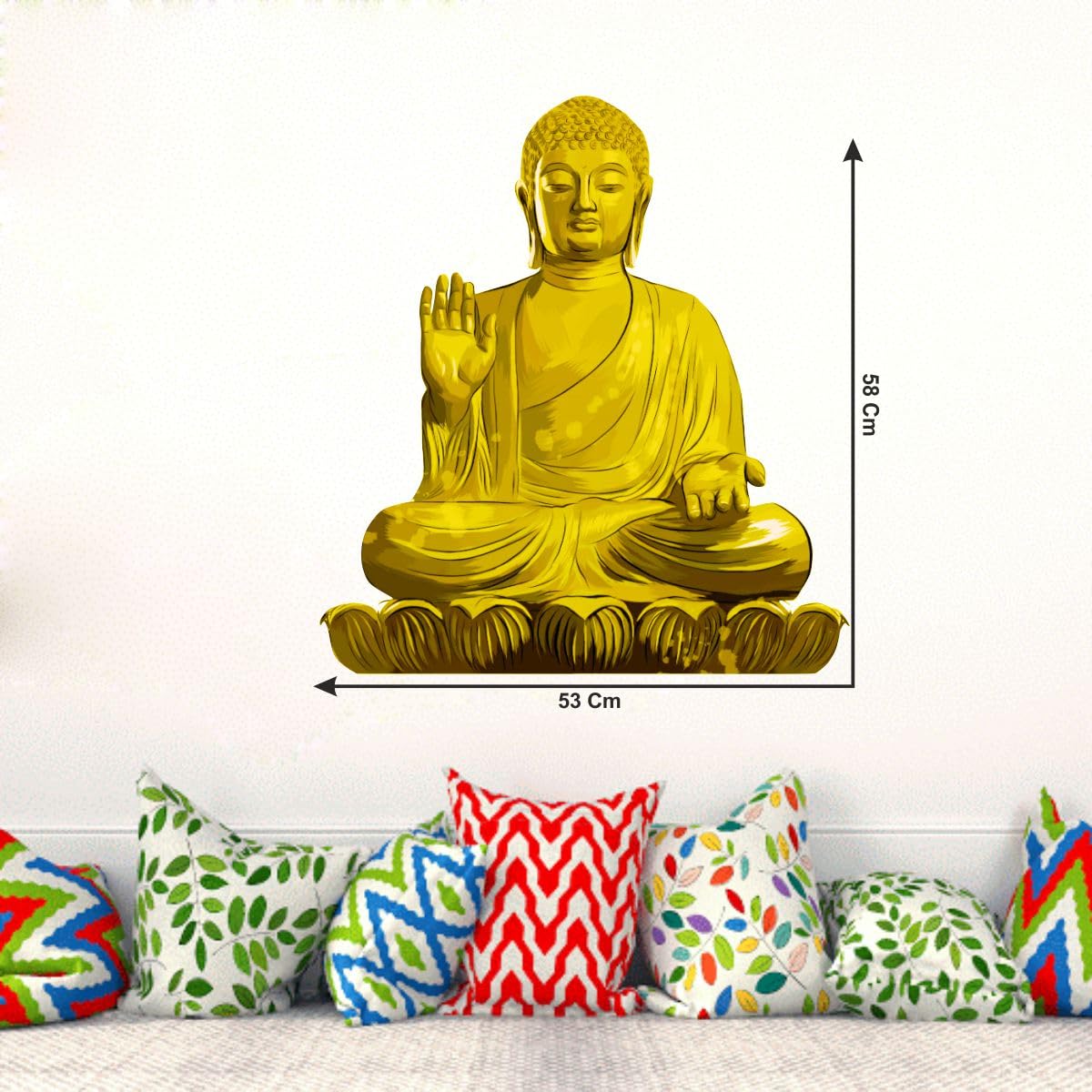 Sticker Studio Lord Buddha PVC Vinyl,Wall Sticker for Home Decor - Ideal for Living Room, Bedroom, Hall, Kids Room, Play Room (Size -45 cm x 45 cm) (Golden Buddha (58 Cm X 53 Cm)) 1
