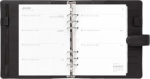 Miniatura 7 de Filofax Norfolk - Organizador tamaño A5, color espresso, cuero suave de grano completo, seis anillos, con calendario semanal para ver diario,