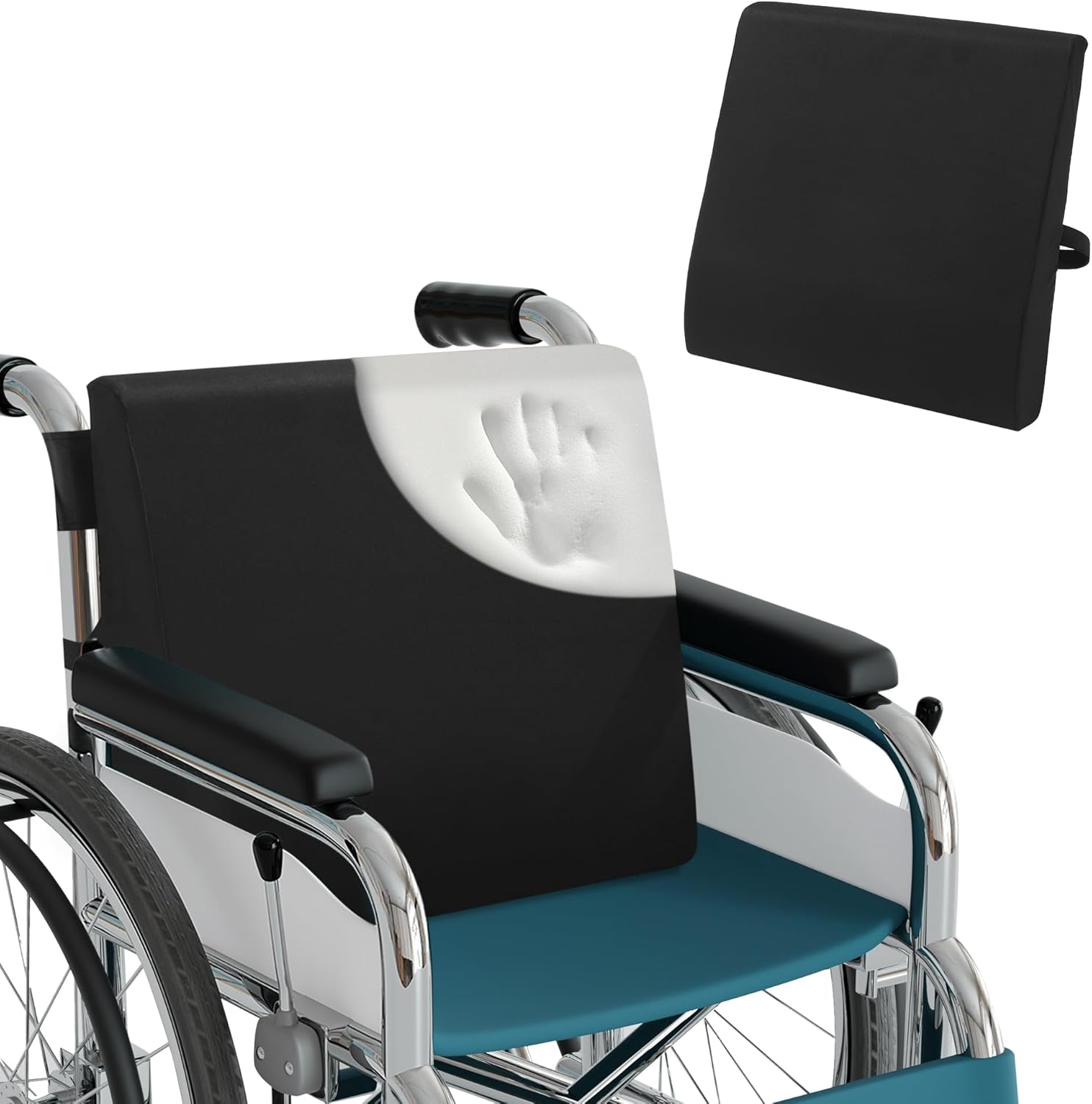 BALAPET Wheelchair Back Cushion,3.5’‘ Thick Wheelchair Cushions Ergonomic Design Foam Support Lumbar Pillow for Long Sitting Reduce Back Pressure Essential Wheelchair Accessory