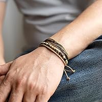 Vista 95 de Handmade Natural Stone Beaded Healing Bracelet Gift for Men Adjustable Rope String Bracelet