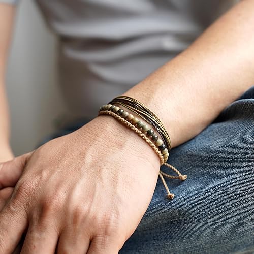 Miniatura 95 de Handmade Natural Stone Beaded Healing Bracelet Gift for Men Adjustable Rope String Bracelet