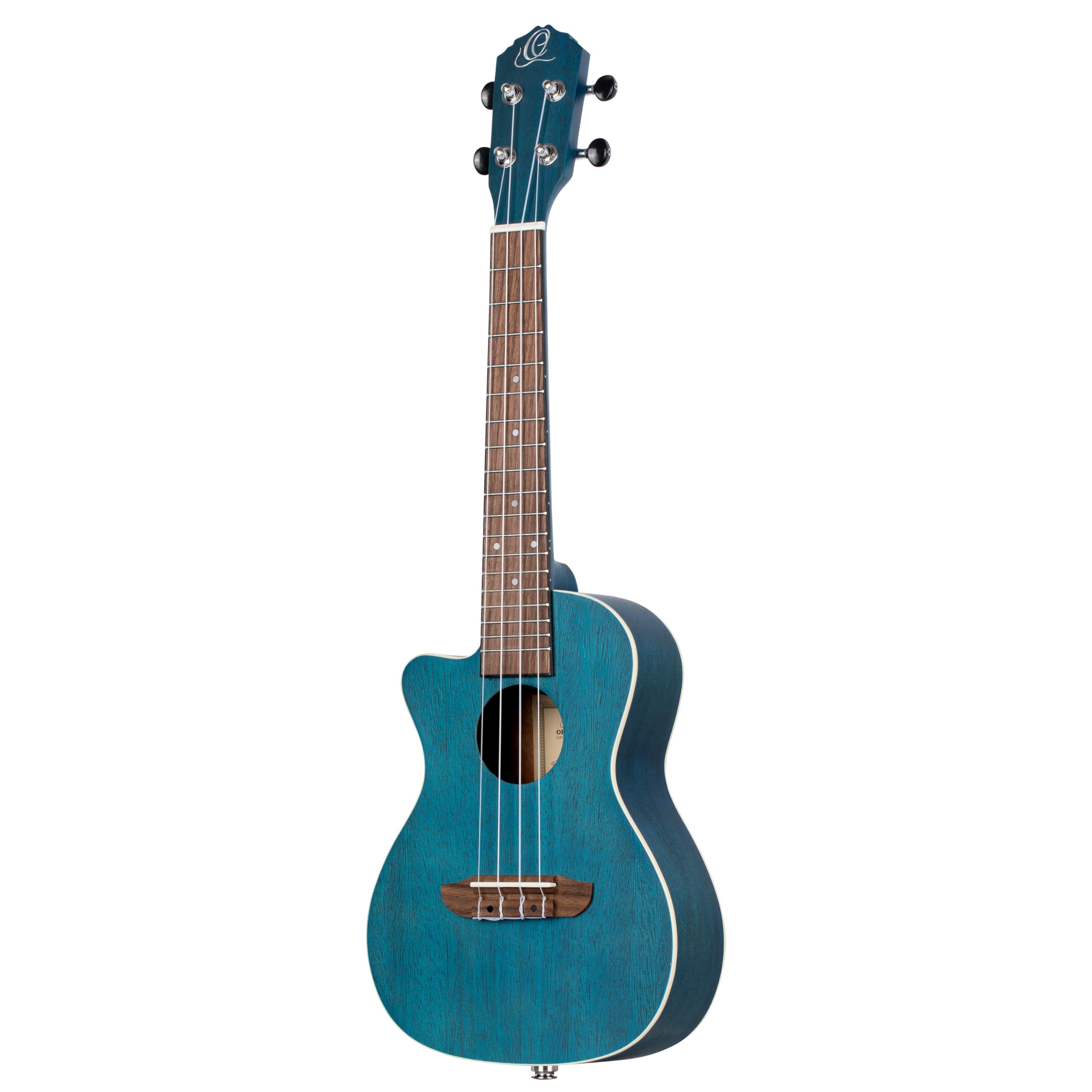 Ortega Guitars Ukulele Koncertowe Leworęczne – Elektro-akustyczne – Seria Earth – z Wycięciem – Okoume, Kolor Morski (RUOCEAN-CE-L)