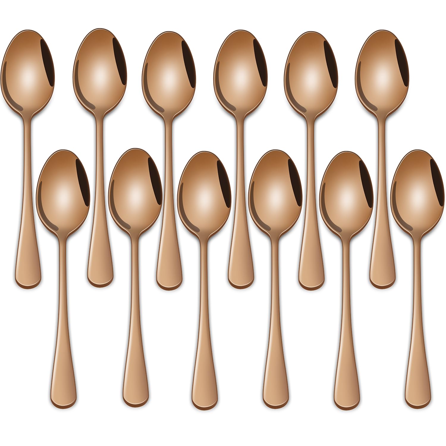 5.5 Inch Rose Gold Coffee & Tea Spoons,Set of 12 Stainless Steel Copper Small Demitasse Spoons,Mini Espresso Spoon for Dessert,Small Seasoning Spoons Set โ image 1