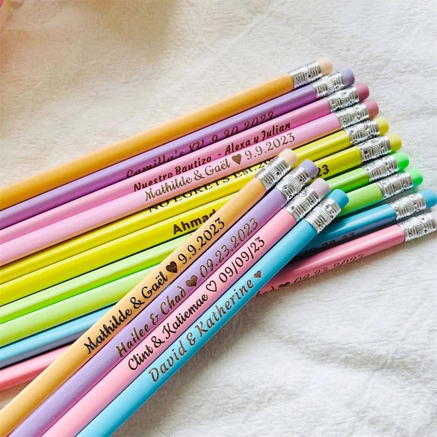 Personalized Pencils, Custom Wedding Favors Rustic Wooden Half Pencils,Custom Engraved for Event，Personalized White for Wedding GuestsPencils (70pcs)