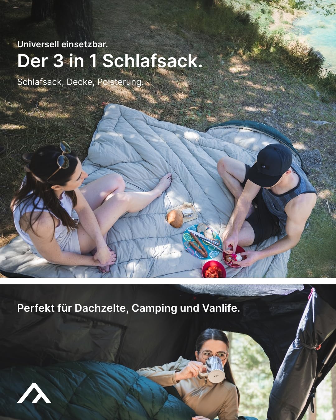 qeedo Fellow Deckenschlafsack Baumwolle Erwachsene (220 x 90cm), Dachzeltschlafsack, Doppel Schlafsack (modular nutzbar)