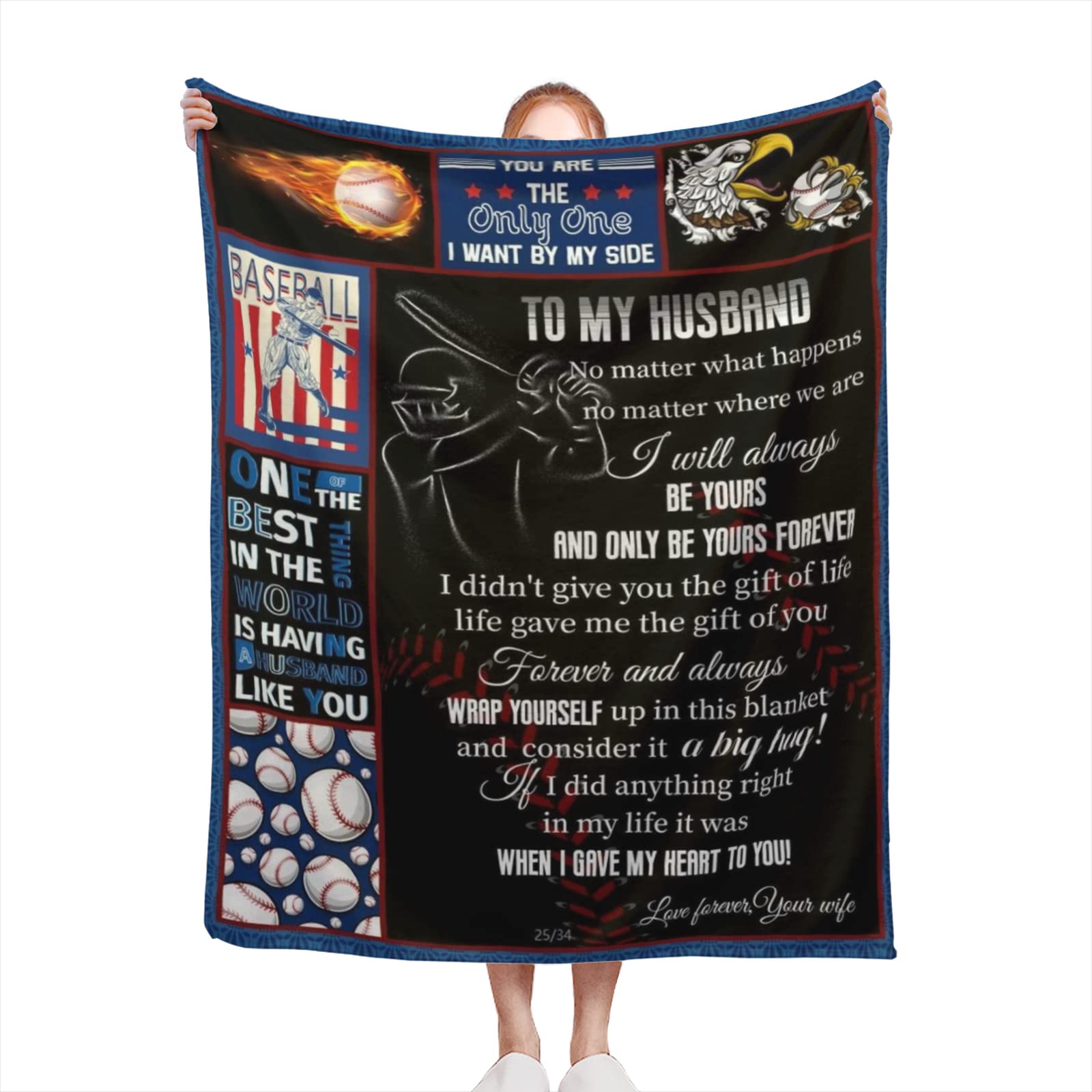 HUGLAZY Gifts for Husband, Husband Gifts from Wife, My Husband Gifts, Christmas Birthday Wedding for Him Husband from Wife, Softball Throw Blanket 54x 70 Plush Sherpa Fleece Blanket