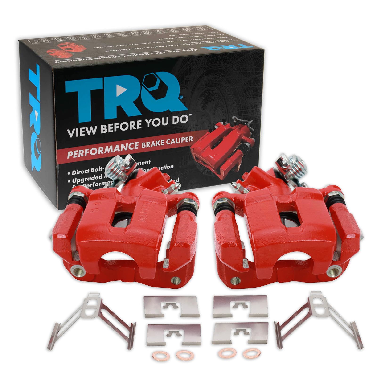 TRQ Performance Rear Driver and Passenger Side Brake Caliper Set Caliper Brackets Compatible with 06-15 Honda Civic 13-22 Acura ILX