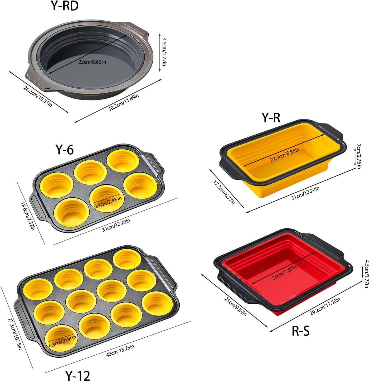 Foldable Silicone Muffins Pan 12 or 6 Cups Nonstick Cupcake for Easy Baking and in Food Grade Materials Nonstick Cupcake