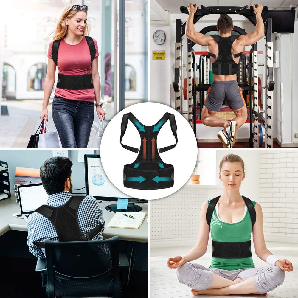 Back Posture Corrector for Men Women Under Clothes - Flipcase Adjustable Magnetic Back Straightener, Comfortable Back Brace for Spinal, Neck, Shoulder & Upper Back Pain Relief (L(33.5"- 42")