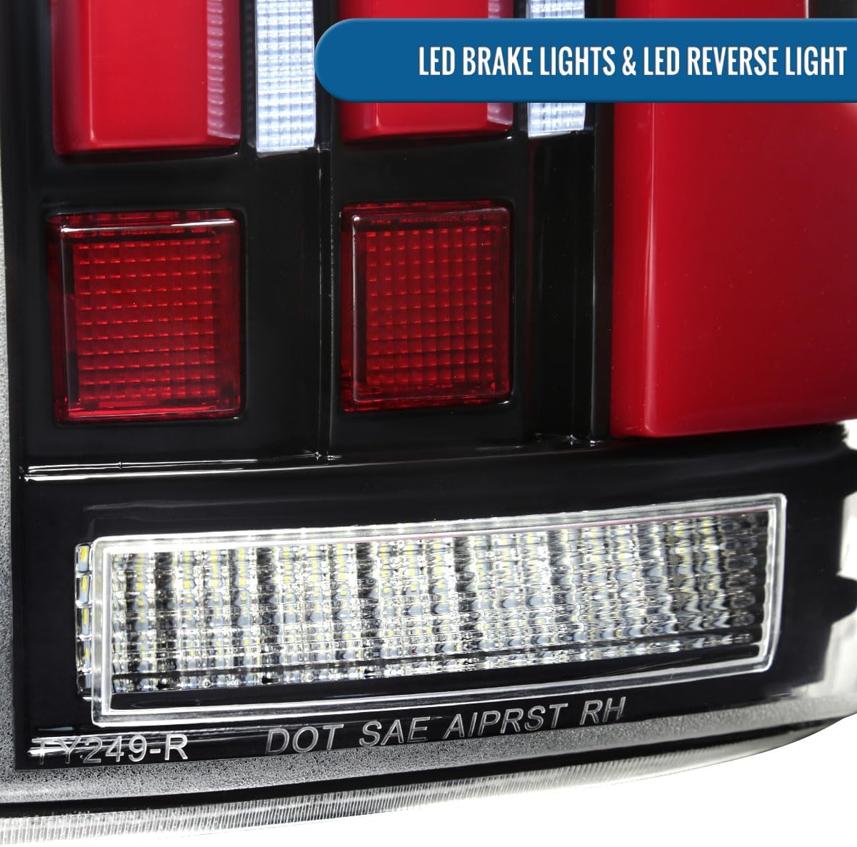 Ronnin - Fits 2007-2013 Toyota Tundra Pickup Truck Full LED Tail Lights Integrated Brake and Sequential Turn Signals + Animated Startup Effect Parking Assembly Pair | Glossy Black