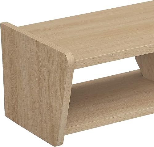 Miniatura 7 de Walker Edison Zee - Moderno soporte minimalista flotante para televisores de hasta 70 pulgadas, 65 pulgadas, roble costero