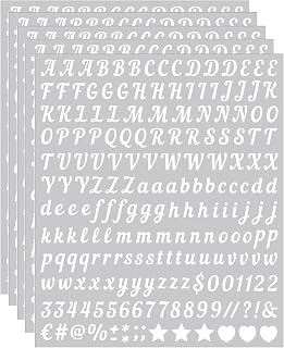 DIY Art Letters 1000PCS A-Z Script Alphabet Vinyl Self Adhesive Sheets 5 Sheets for Journals Scrapbook Gift Cards Laptops Bottles Classroom Crafts Home Decor White