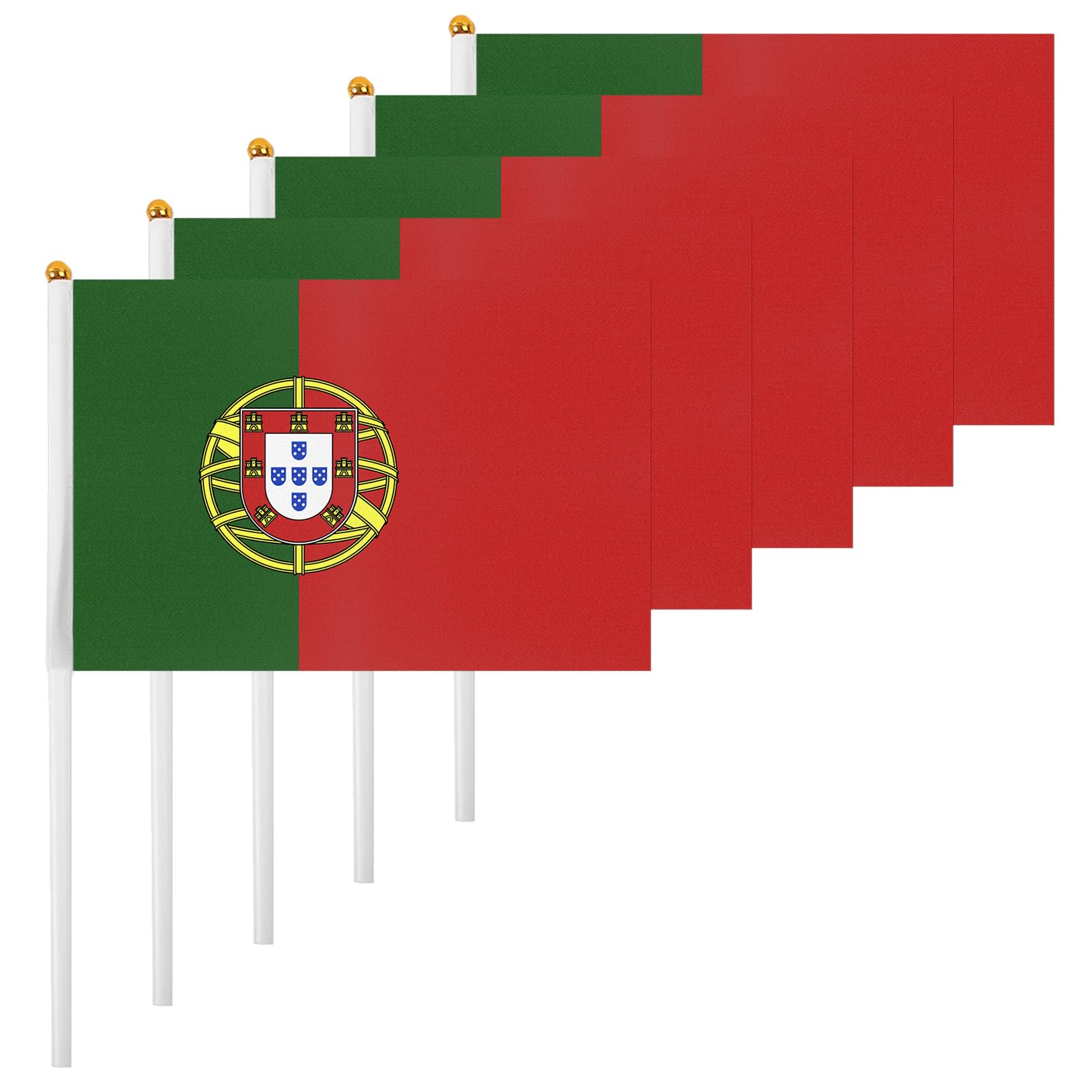 20 Stück Portugal-Flaggen – Mini-Handflaggen 14x21 Cm, Mit Stab, Für Partys & Sportevents