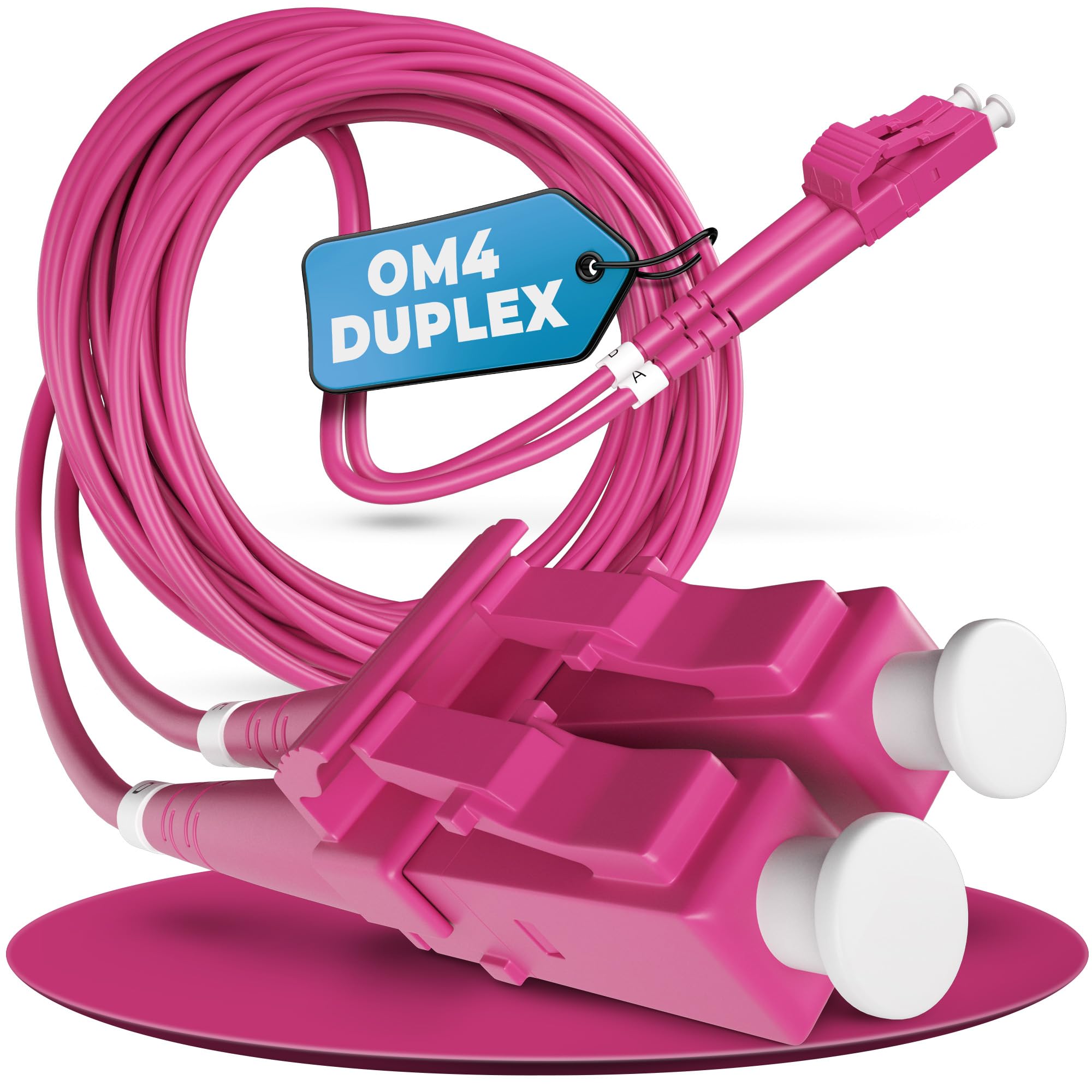 Câble de fibre optique OM4 de 30 m - Duplex - LC/UPC vers LC/UPC - Couleur magenta - Idéal pour les réseaux d'entreprise - Rallonge de fibre optique (longueur 20 m)