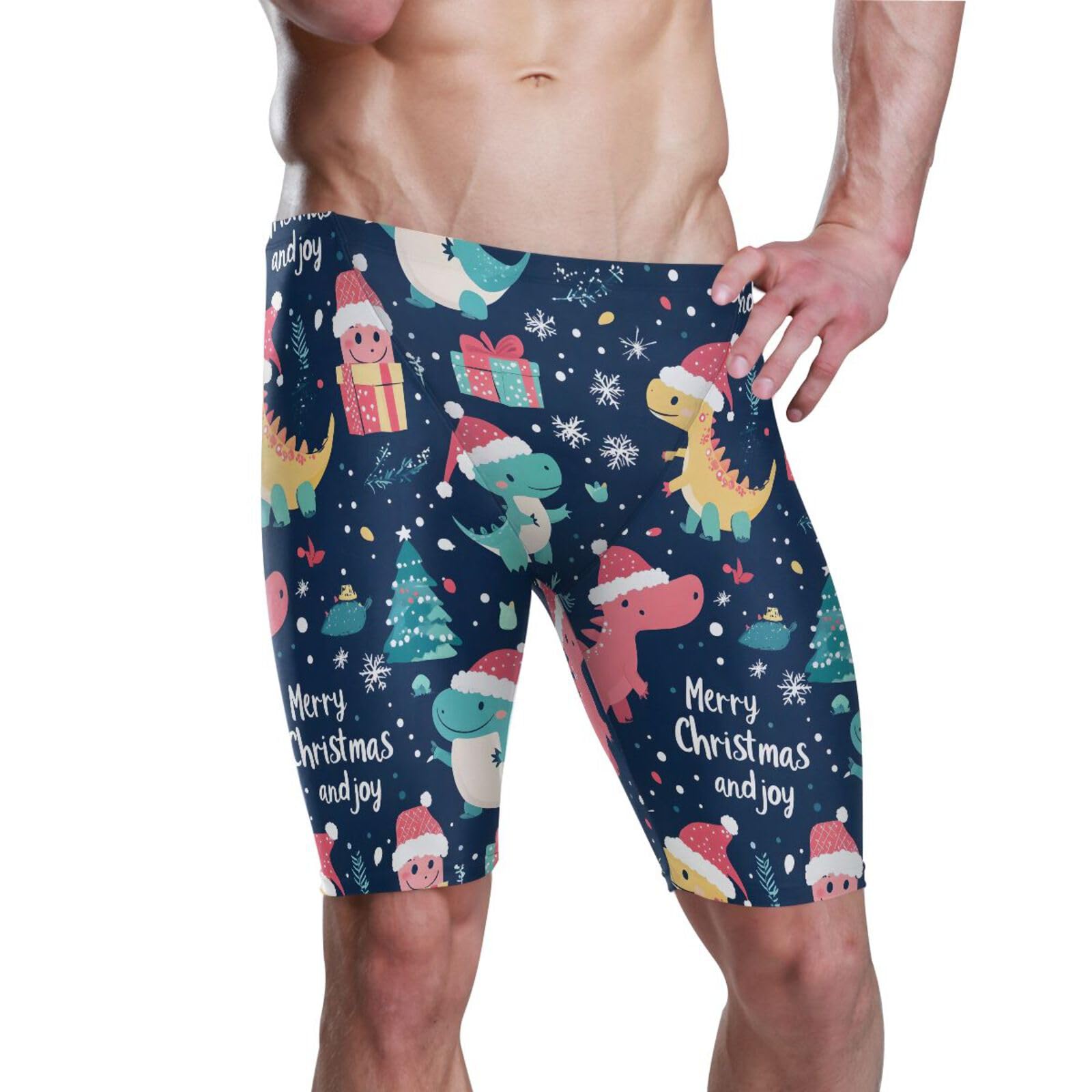 Mens Swimsuit Cute Christmas Dinosaur Roar Swim Jammers for Men L 202b8386