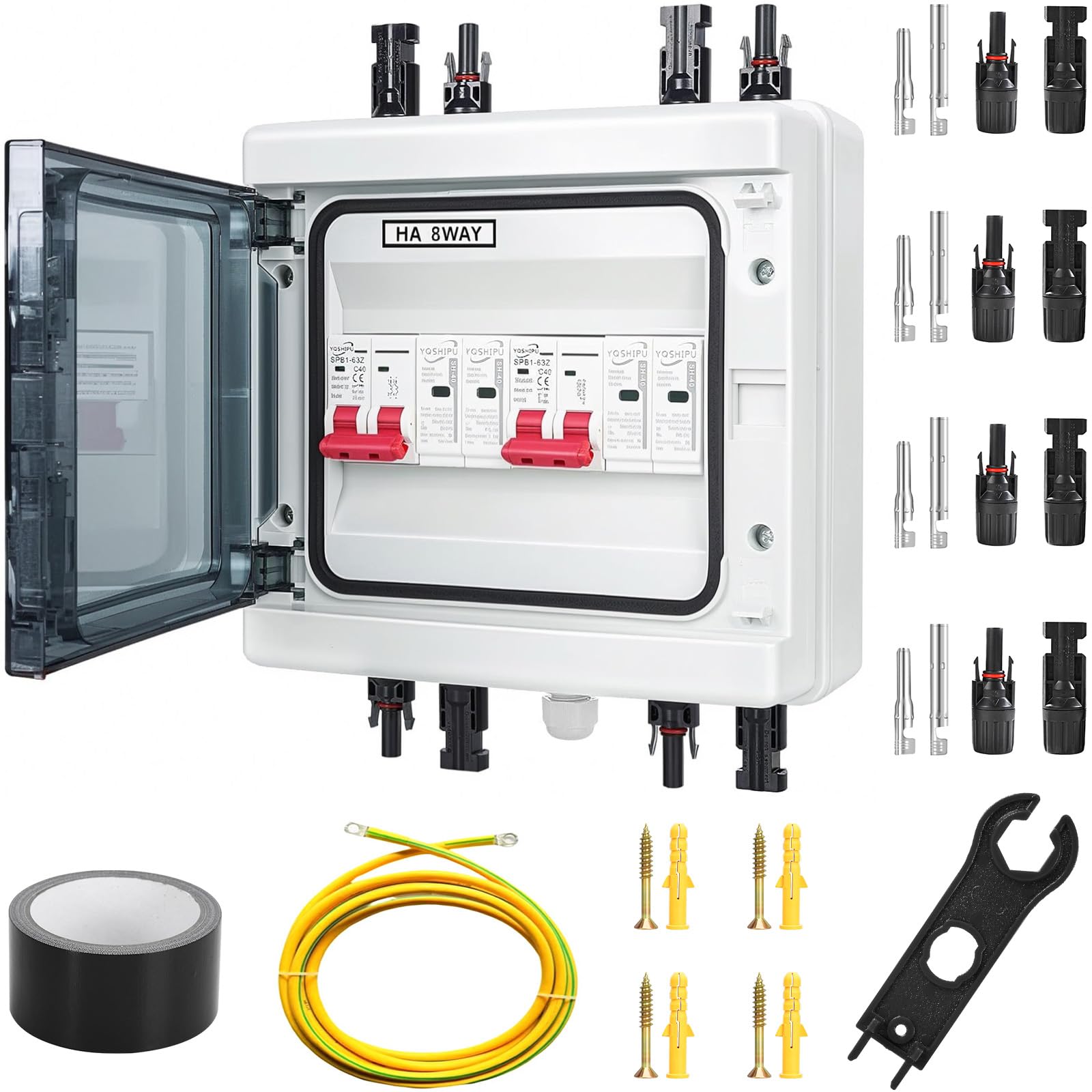 Protezione da sovratensione PV, DC 40 A/1000 V, interruttore di separazione – protezione dai fulmini IP65 impermeabile, protezione solare da tensione per fotovoltaico 2 in 2 Out