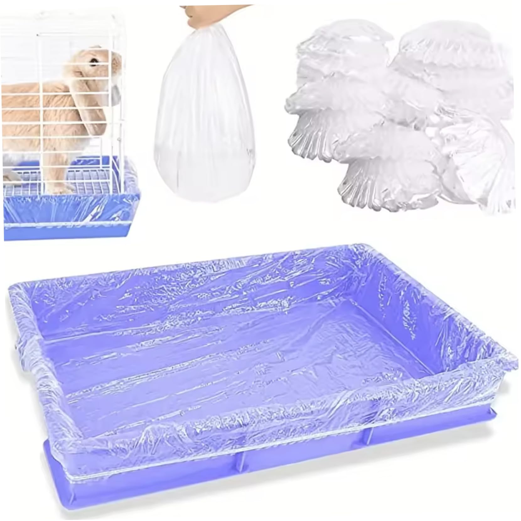 Lot de 100 doublures de Cage pour Lapin, jetables en Plastique Transparent, Film Toilette Anti-Fuite pour cochons d'Inde, Lapins, furets, Chinchillas, Oiseaux, Petits Animaux