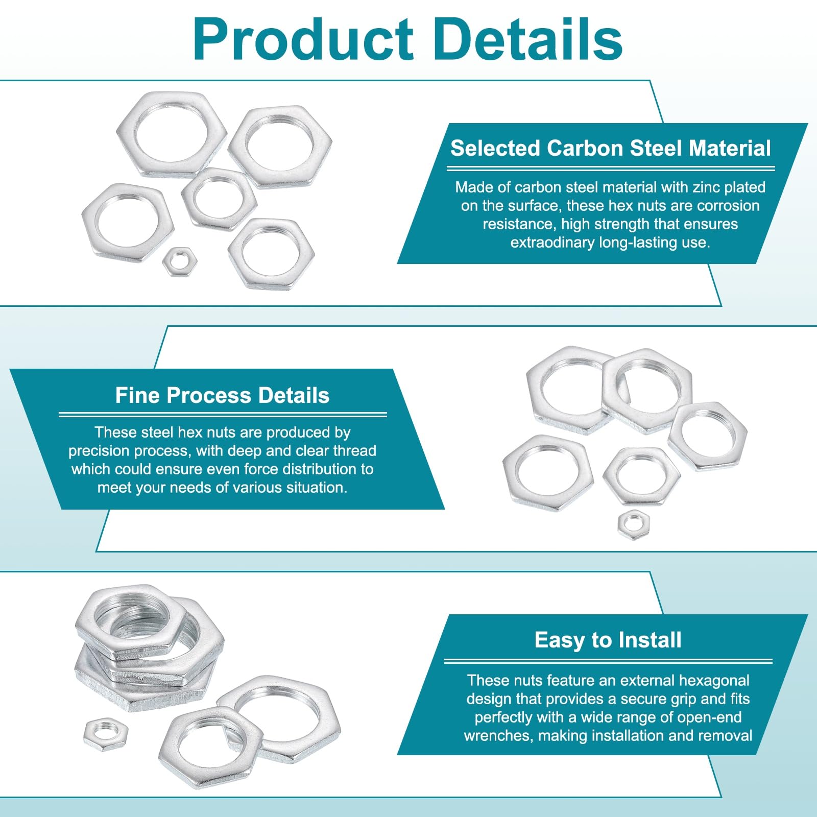 PATIKIL M22x1.5x4mm Steel Hex Nuts - Image 3