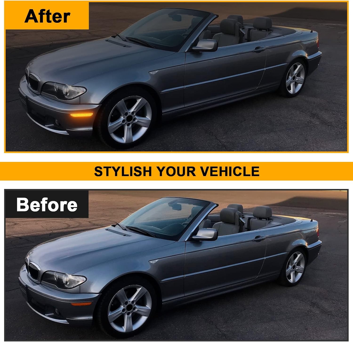 Front Bumper LED Reflector Lamp Replacement for 3 Series E46 2D Coupe Convertible 2004-2006, 316i 318i 320i 325i 325Ci 330i 330Ci Side Marker Light Replace OE 63146920689, 63146920690