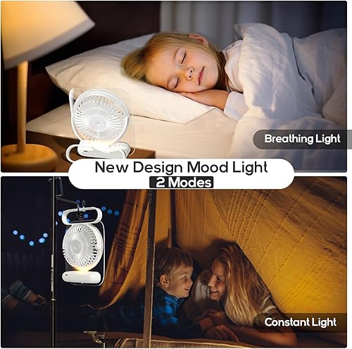 Miniatura 7 de Ventilador de escritorio portátil Ventilador personal pequeño recargable por USB, funciona con pilas con velocidades variables, ultra silencioso