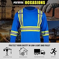 Vista 7 de FONIRRA Camiseta de seguridad de manga larga reflectante de alta visibilidad, camisas de trabajo de construcción ANSI Clase 3 para hombres