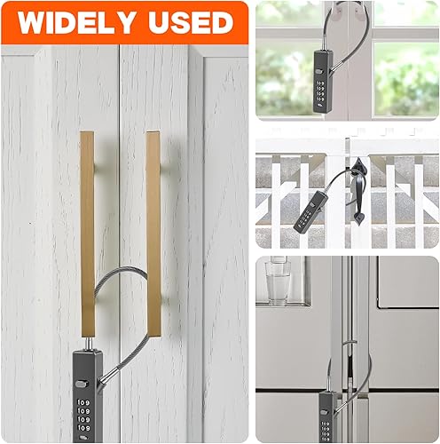 Miniatura 6 de Cerradura de combinación de cables de aleación de zinc de 4 dígitos, bloqueo de contraseña con 3 cuerdas de alambre resistentes a la intemperie,