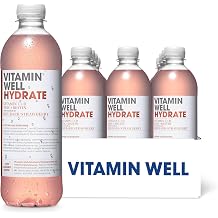 Vitamin Well Rhubarb & Strawberry Flavouredwater  Packed with Vitamin C, D, Zinc, Biotin   12 x 500ml HYDRATE | Shop 4 Less