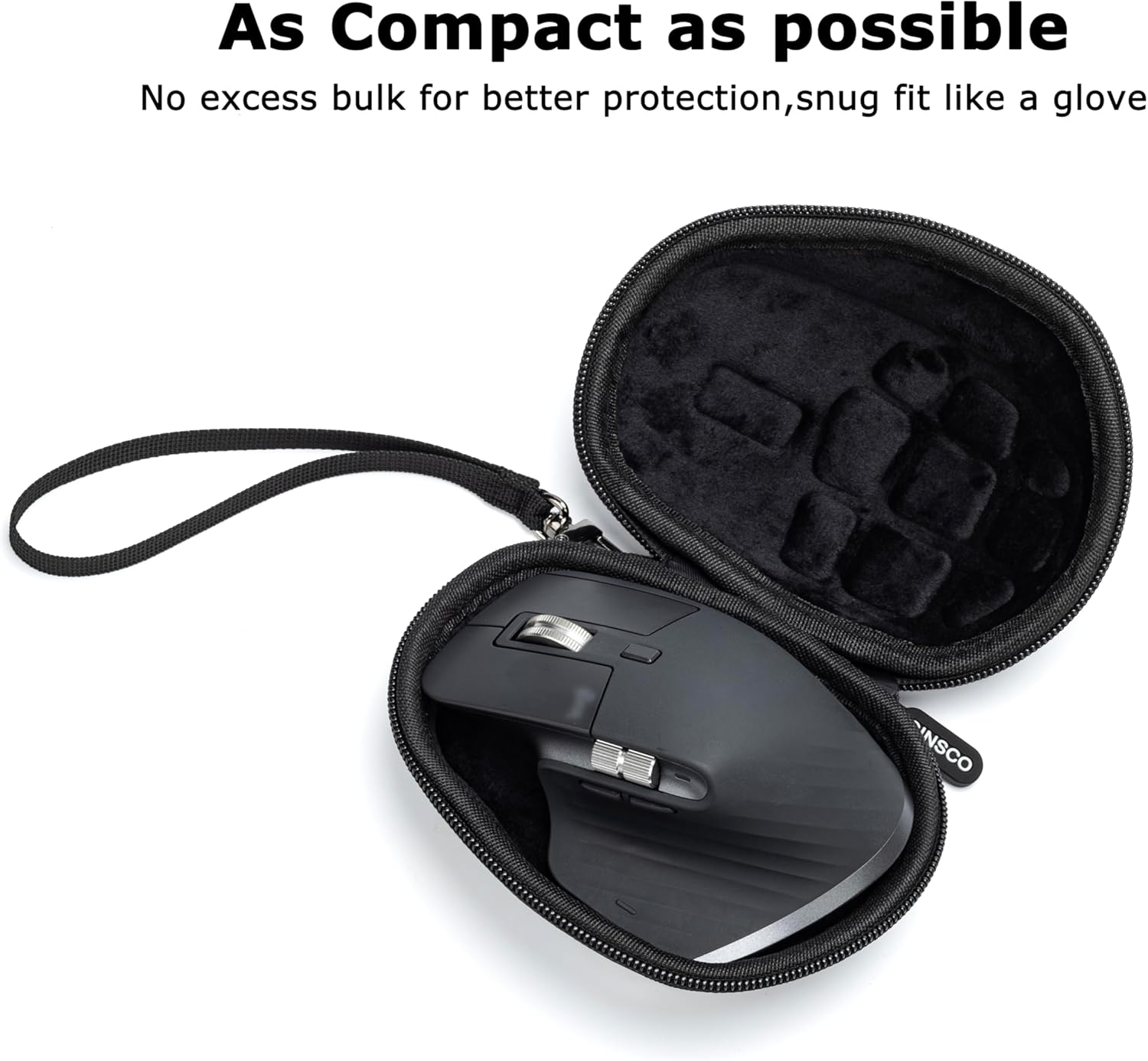 Ginsco Hard Travel Case Compatible with Logitech MX Master 4 / MX Master 3S / Master 3 Ergonomic Wireless Mouse, Universal Hard Shell Storage Case (Black, L) - Image 2