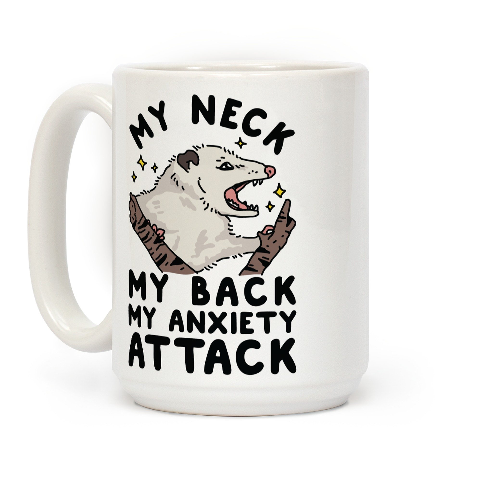 LookHUMAN Possum Coffee Mug - Funny Coffee Mugs Adult Humor, Double-Sided Print Ceramic Coffee Cups as Opossum Gifts, Novelty Coffee Mugs for Women & Men, Unique Coffee Cup, 15oz