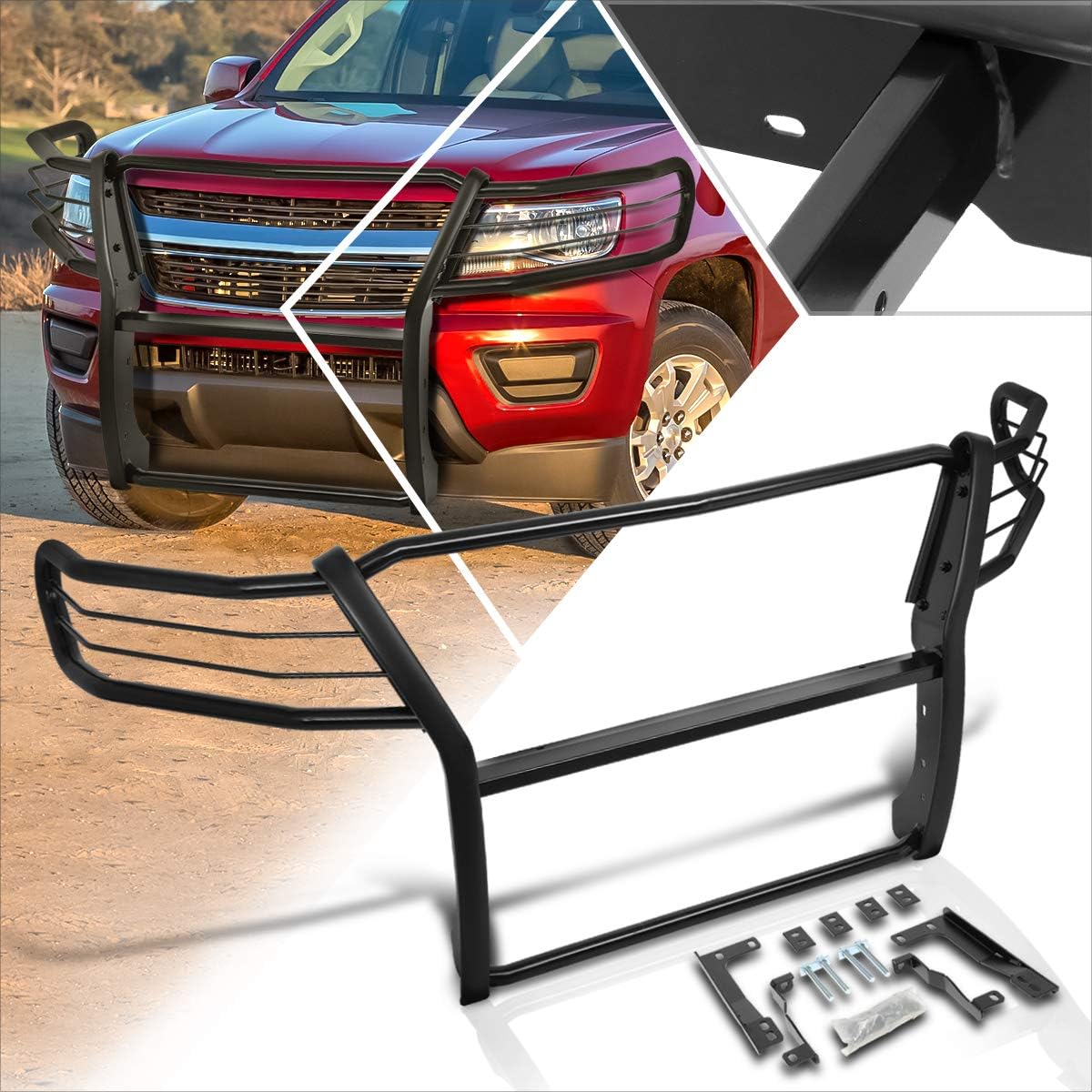 Compatible with Chevy Colorado 15-19 Front Bumper Brush Grille Guard Protector,Coated Black