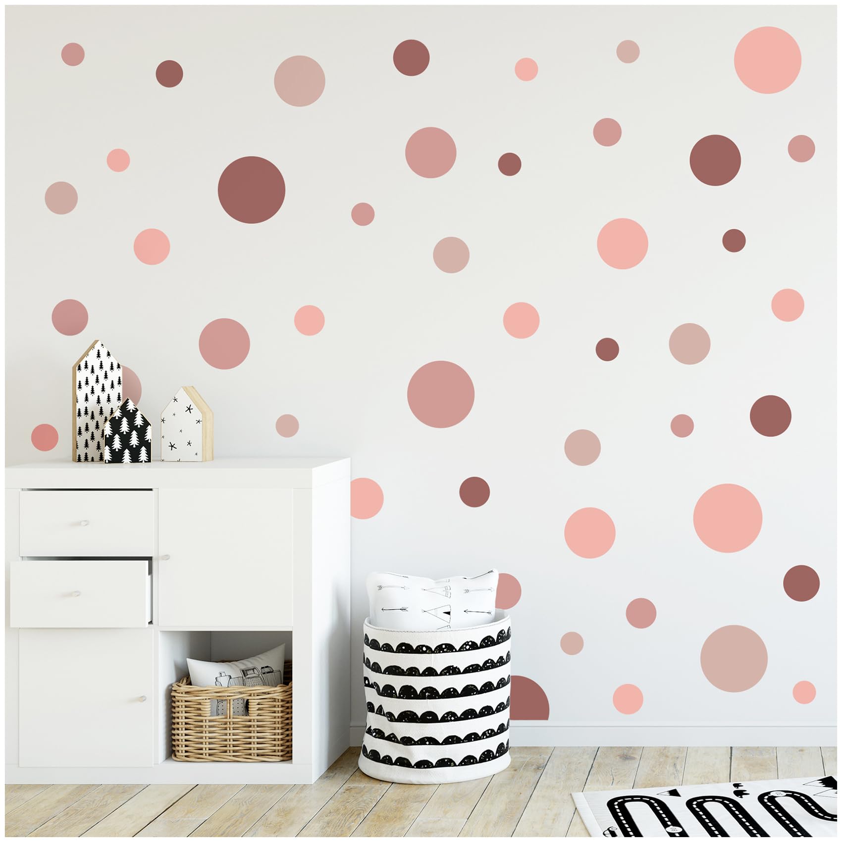 Yabaduu Boys Pink 100 Adhesive Dots Circles Dots Wall Tattoo Children's Room Bedroom Baby Room Sticker Film Decoration Self-Adhesive For Girls Pastel (Y035-5 )