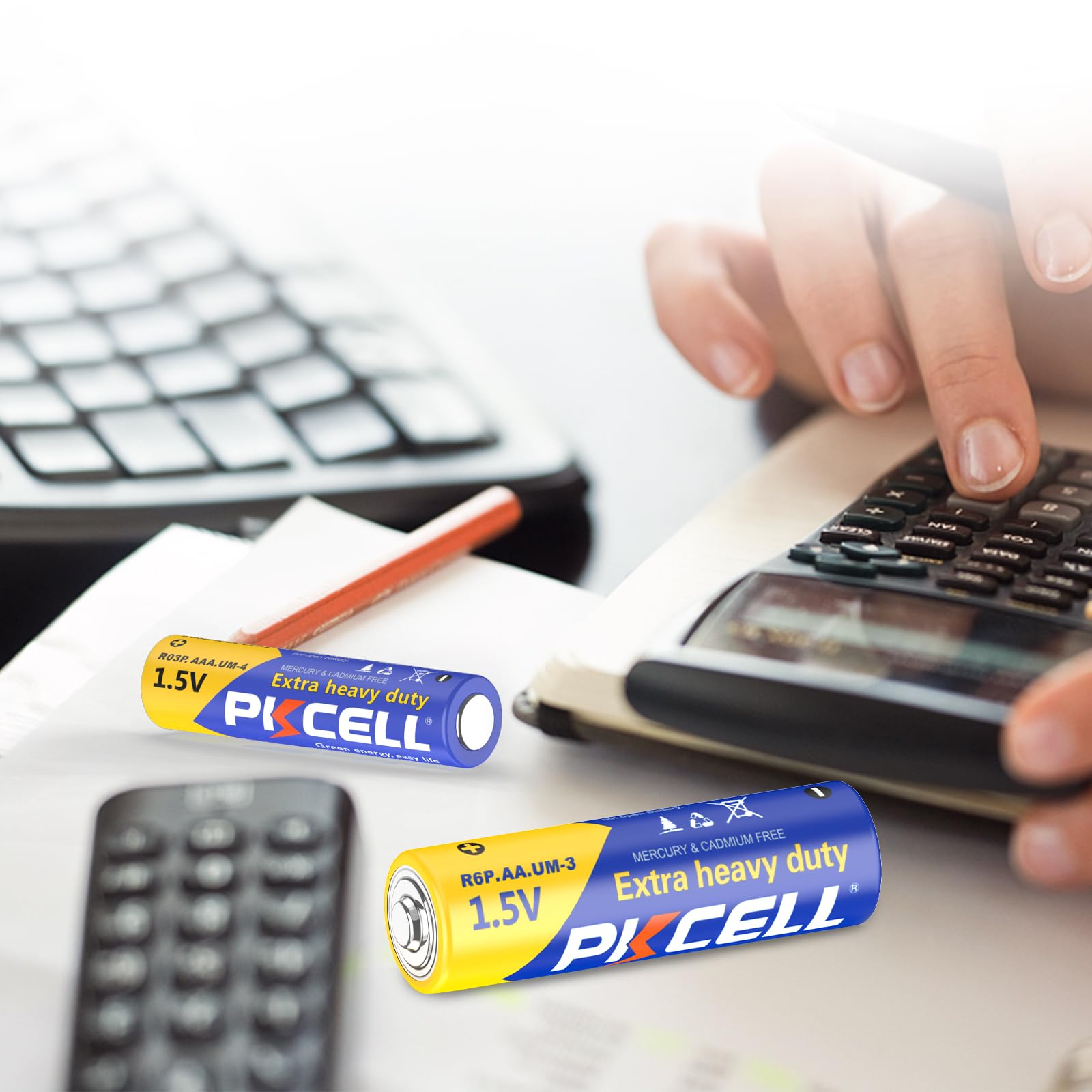 PKCELL - 40 batterie AA, R6P + 40 batterie AAA, R03P, 1,5 V al carbonio