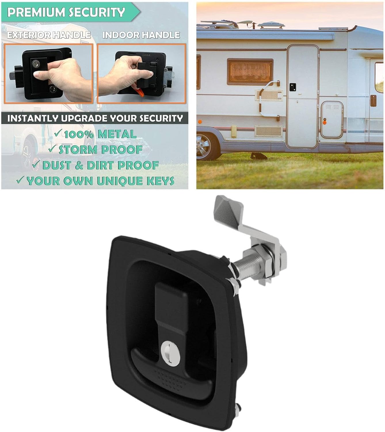 Secure Locking Trailer Latch T Handle Latch, Zinc Alloy Folding Compression Tool Case Lock for Truck, RV, Trailer, Tool Case