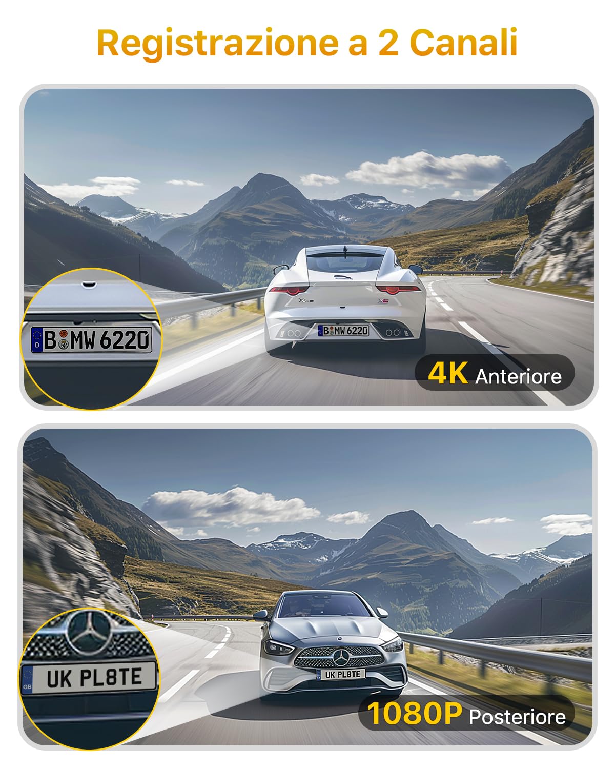 4K Dash Cam Auto, 5G WiFi Telecamera per Auto con SD 64G, Schermo IPS da 1.47', GPS, Super Visione Notturna, G-Sensor, Registrazione in Loop, WDR, 360° Rotabile,Max 512 GB