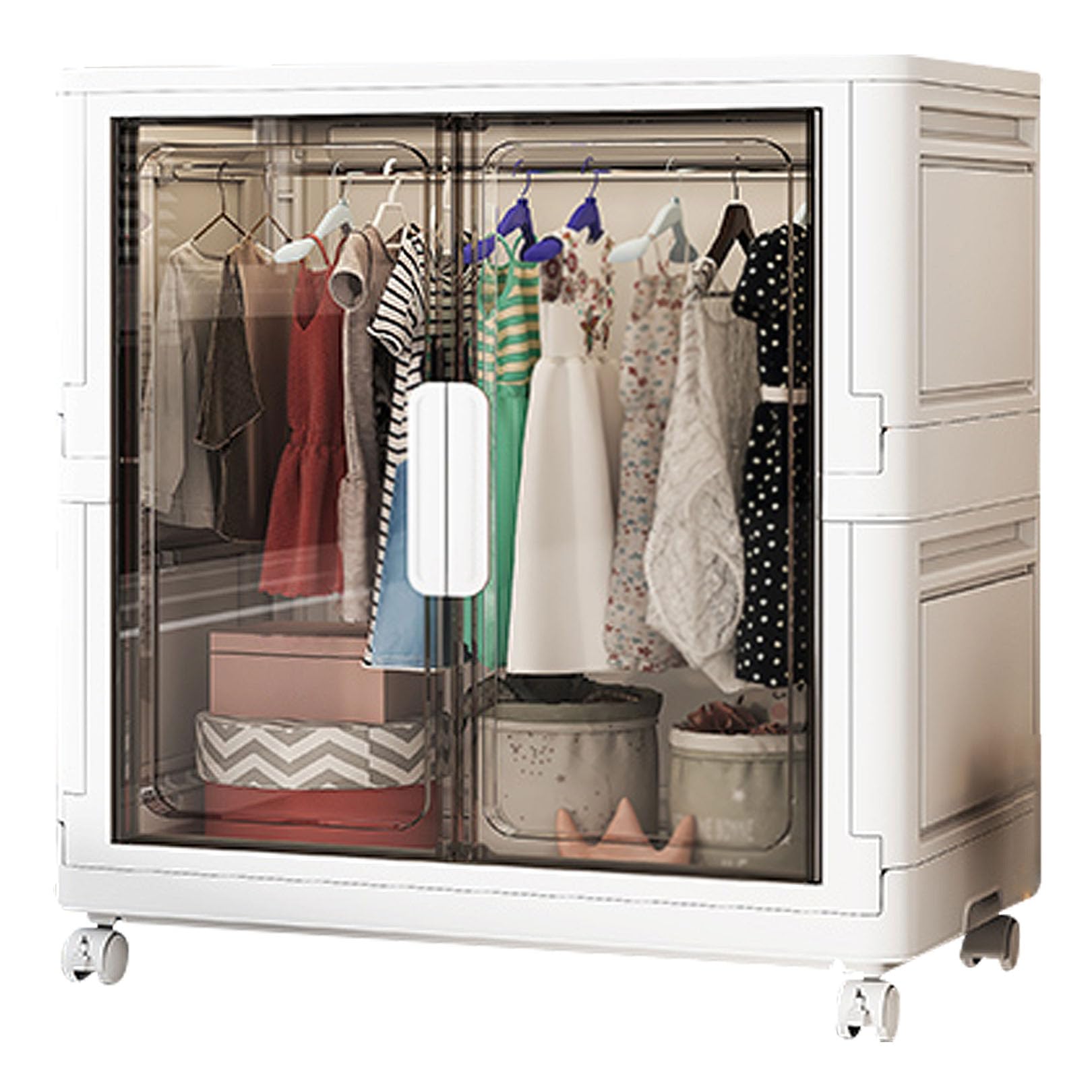 Organizer Da Armadio A 6 Ganci Girevoli 360° - Capacità 10 Kg, Salvaspazio, Con Perline In Legno, Bianco