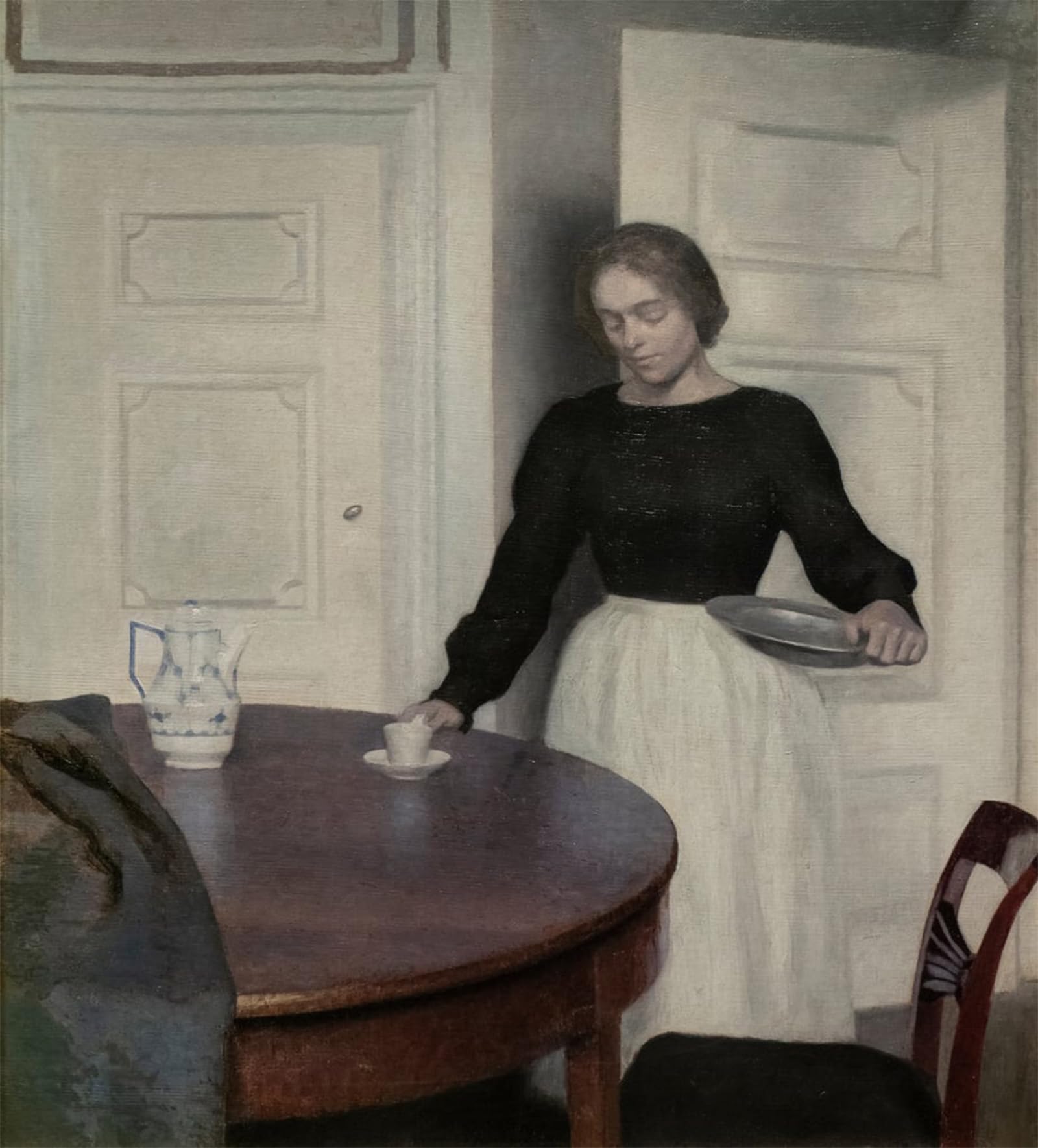 ARTXLXXBN Famous Painting Canvas Artwork Graffiti Print Interior Strandgade Detail by Vilhelm Hammershoi Portrait Canvas Image for Home Decor 60x90cm