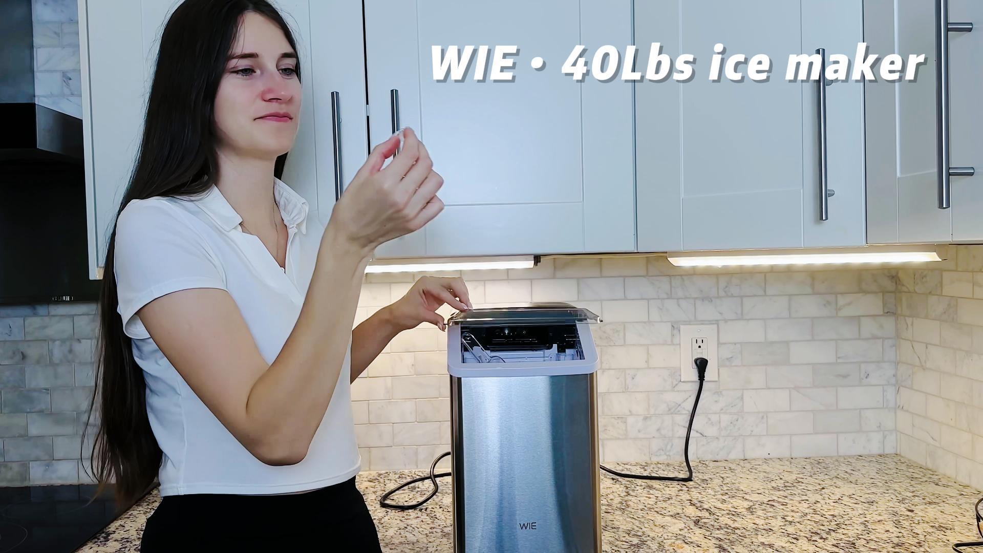 Image of Ice Maker Nugget Countertop 40LBS Pebble Ice Machine,Quick Ice Making,Soft Crunchy Sonic Portable Small Frozen Ice Makers, Quiet Anti-Scale Self Cleaning Tabletop /Office /Home /Party /Camping,Metal Black